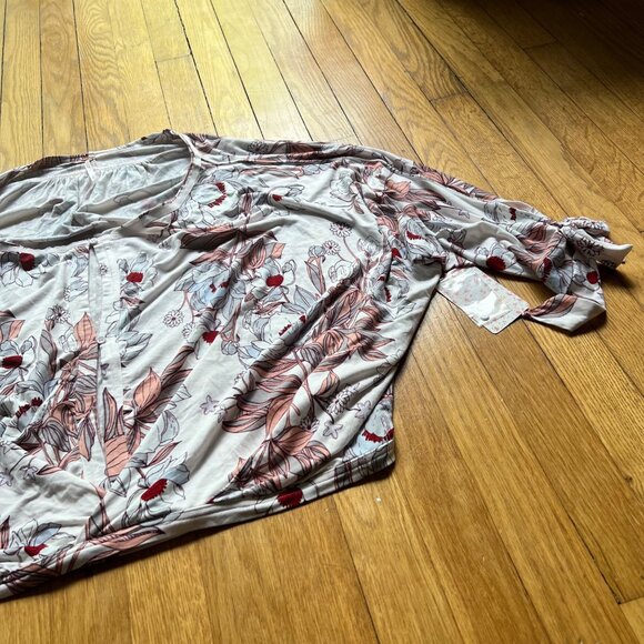 Free People Size L NEW Ballet Combo Keepin On Floral Printed Knit Blouse Top - Picture 10 of 16